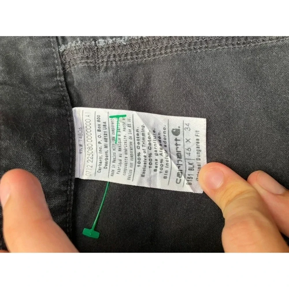 Carhartt Pants Mens 46x34 Black Dungaree Fit B11 Utility Work Carpenter Cotton